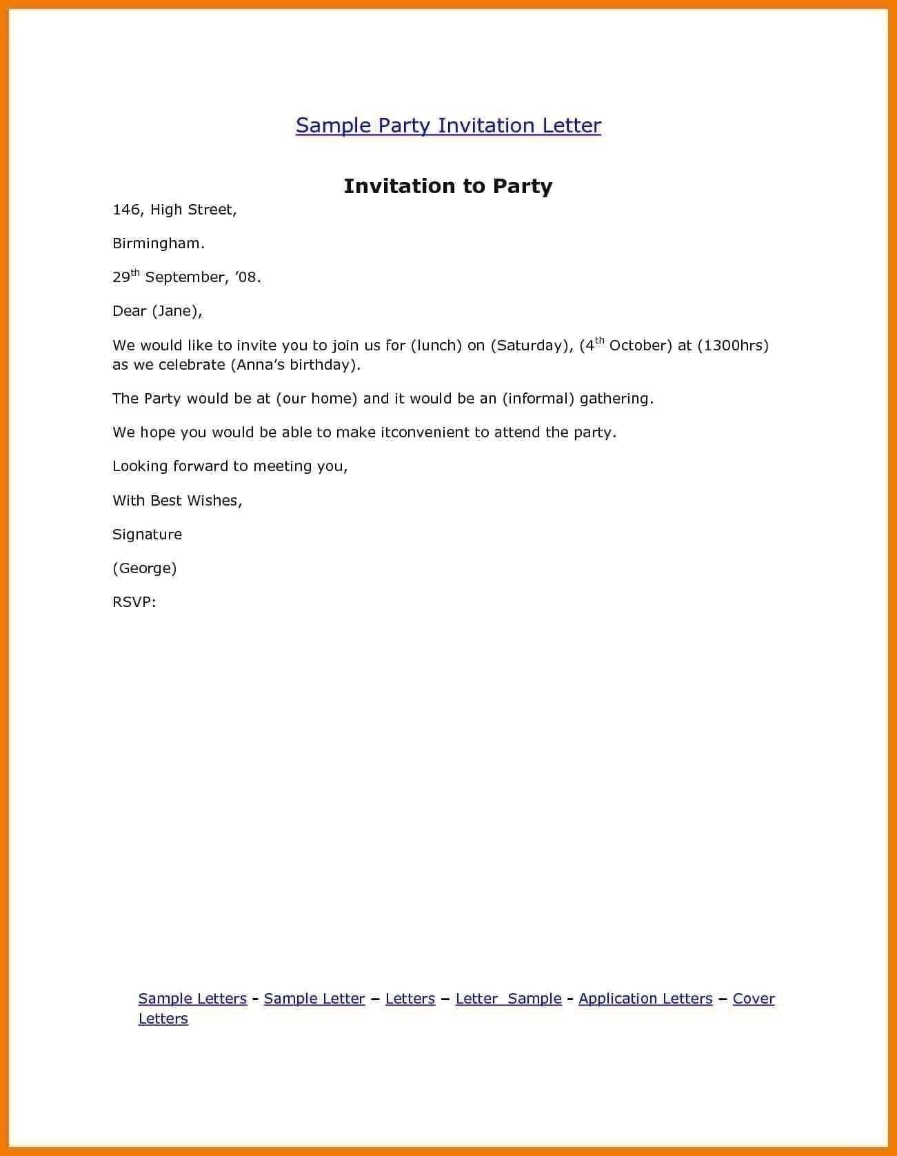 Invitation Letter Birthday Party Beautiful With Invitation Letter