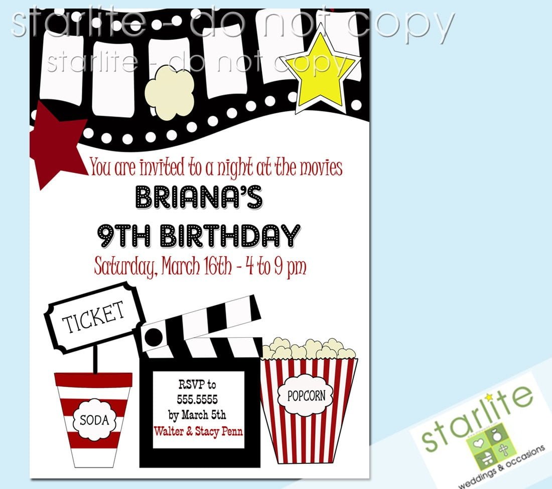 Movie Birthday Party Invitations Ideal Movie Party Invitations