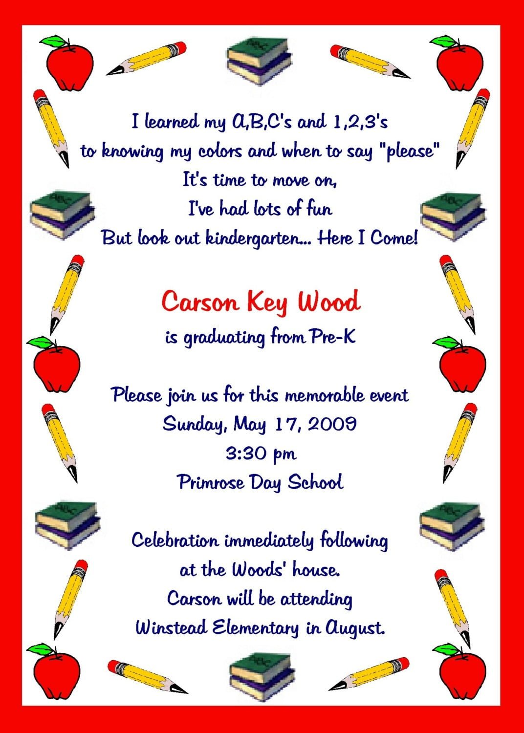 Preschool Graduation Invitations Free Printable