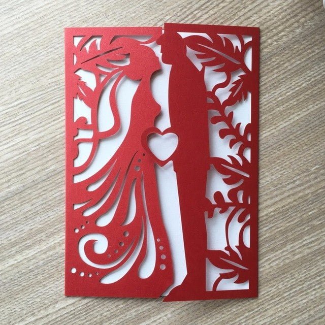 12pcs Chinese Red Laser Cut Wedding Invitations Card Post Greeting