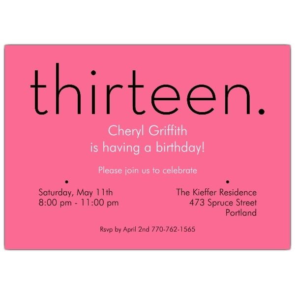 13th Birthday Party Invitations 13th Birthday Party Invitations