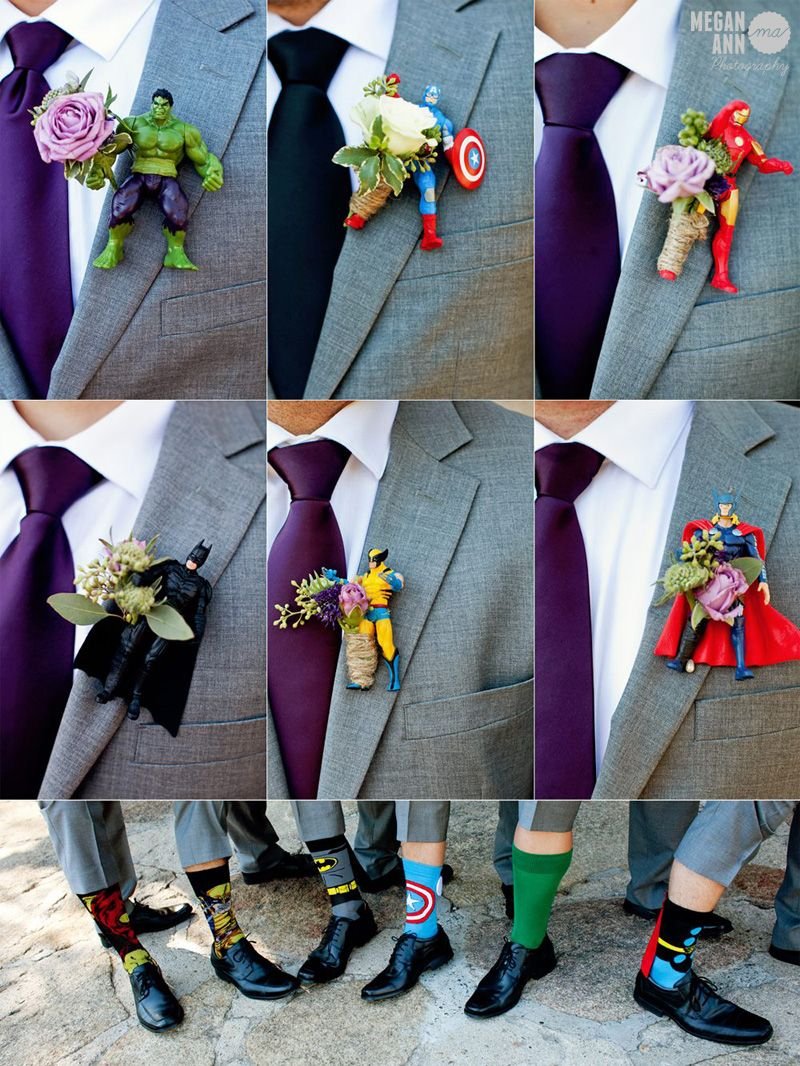 Superhero Boutonnieres  Mt  Woodson Castle Wedding