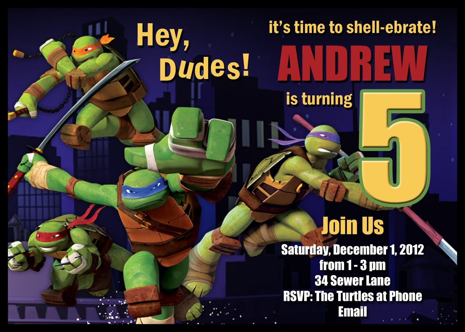 Download Free Template Teenage Mutant Ninja Turtle Birthday Party