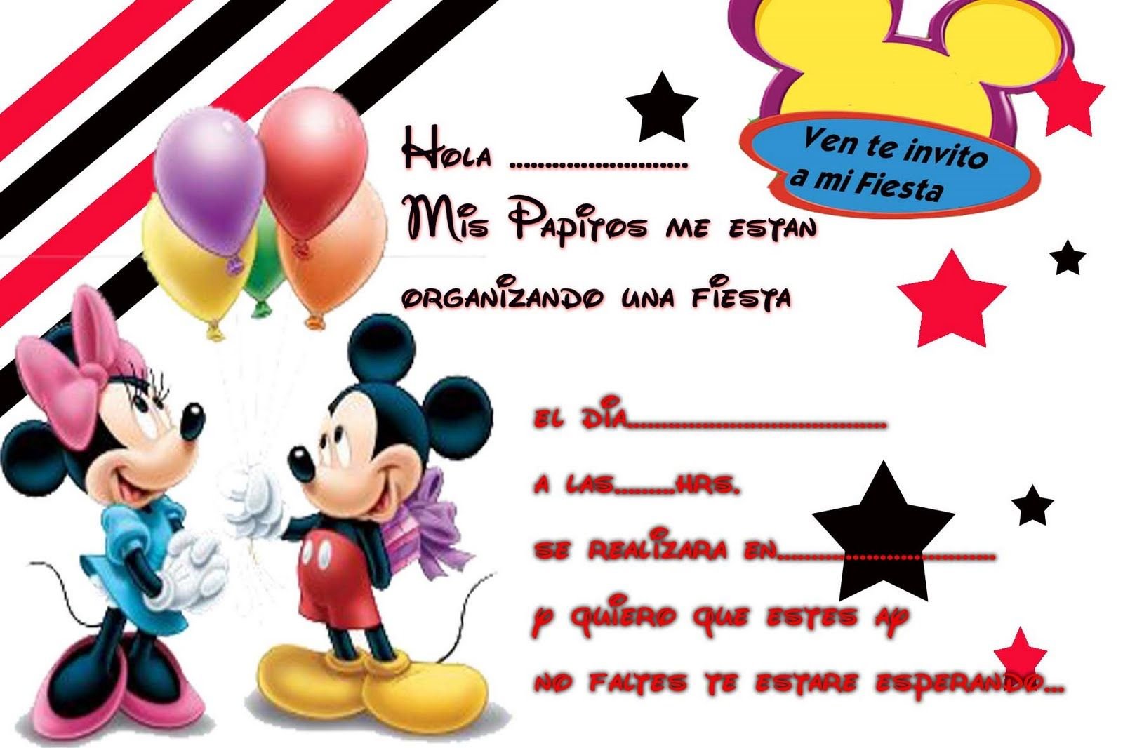 Invitaciones De CumpleaÃ±os Mickey Mouse En Hd Gratis Para