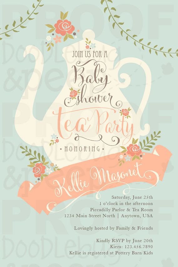 Awesome Tea Party Baby Shower Invitations