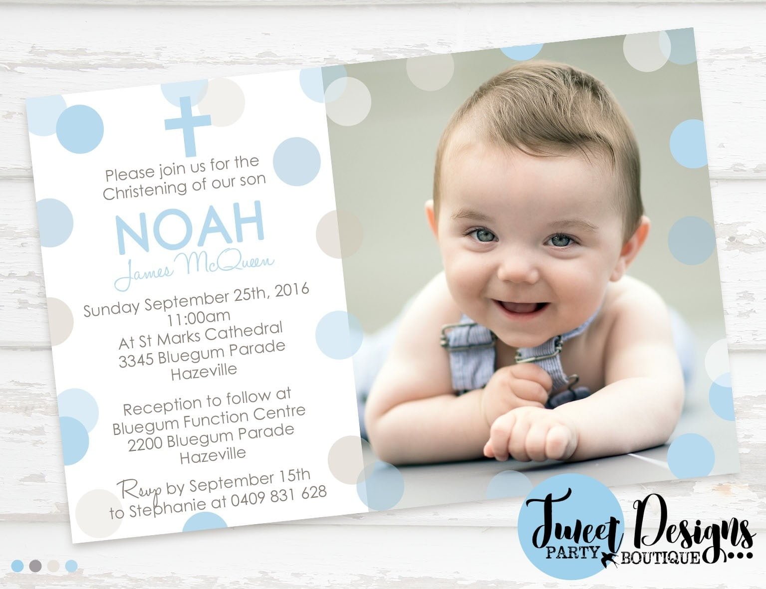 Baby Boy Christining Invitation