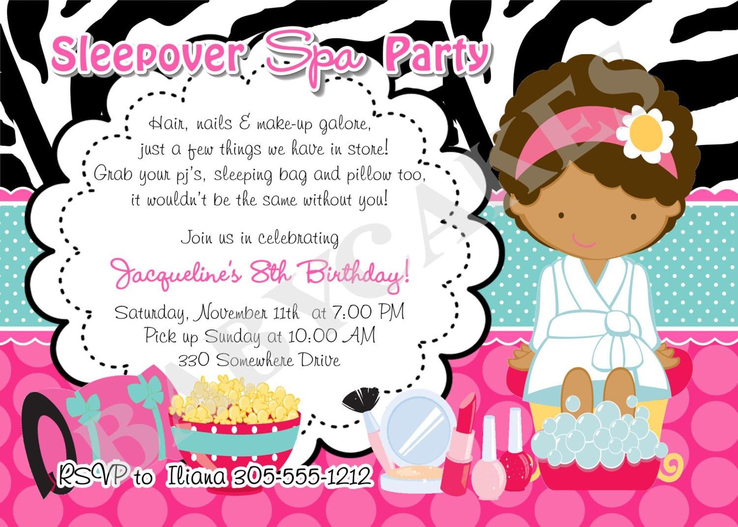 Spa Slumber Party Invitations Free Printable