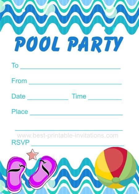 Best Free Printable Pool Party Birthday Invitations