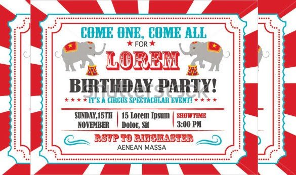 Carnival Happy Birthday Card Invitation Design With Elephant Fancy