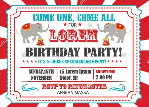 Circus Birthday Invitation Template Fancy Circus Birthday