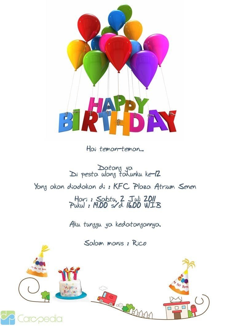 Contoh Invitation Card Happy Birthday
