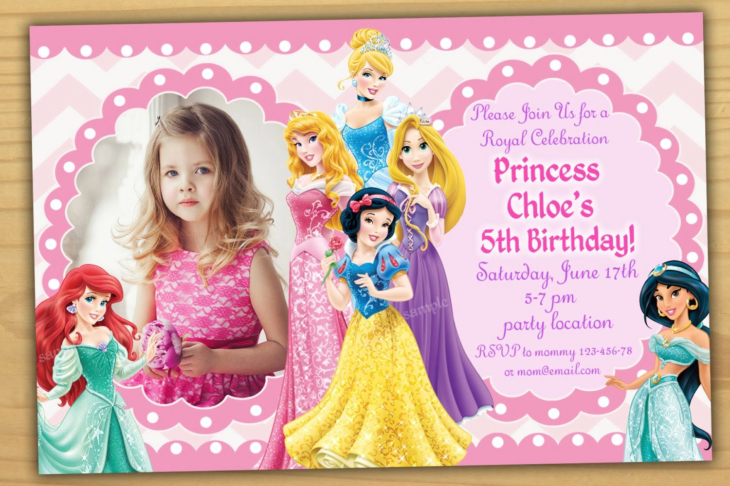 Disney Princess Birthday Invitations Disney Princess Birthday