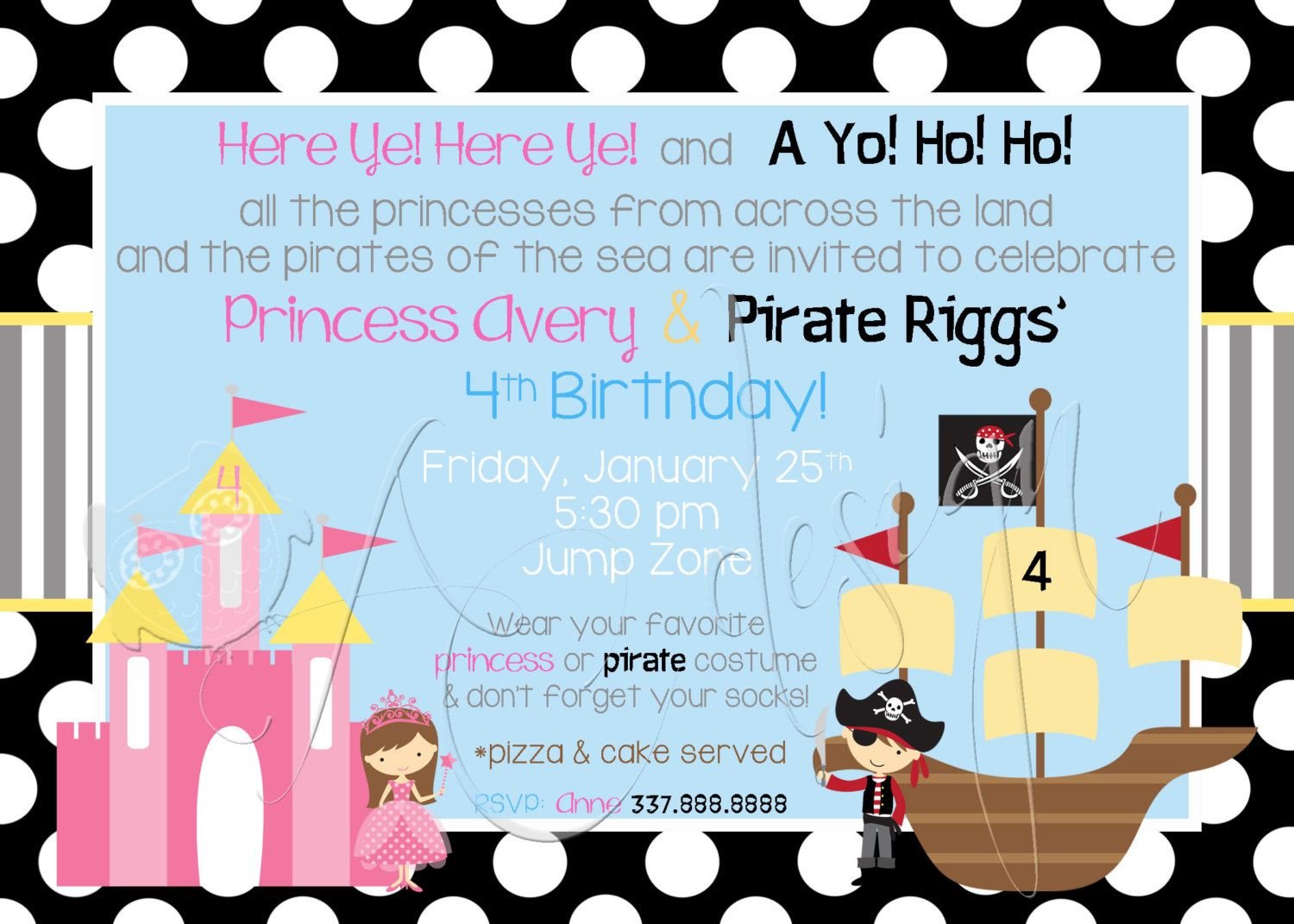 Free Printable Pirate Princess Party Invitations