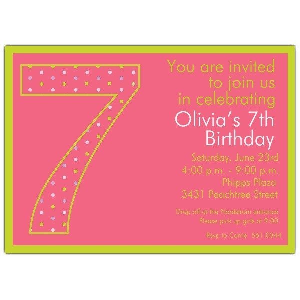 Example Of 7th Birthday Invitation Stunning With Example Of 7th