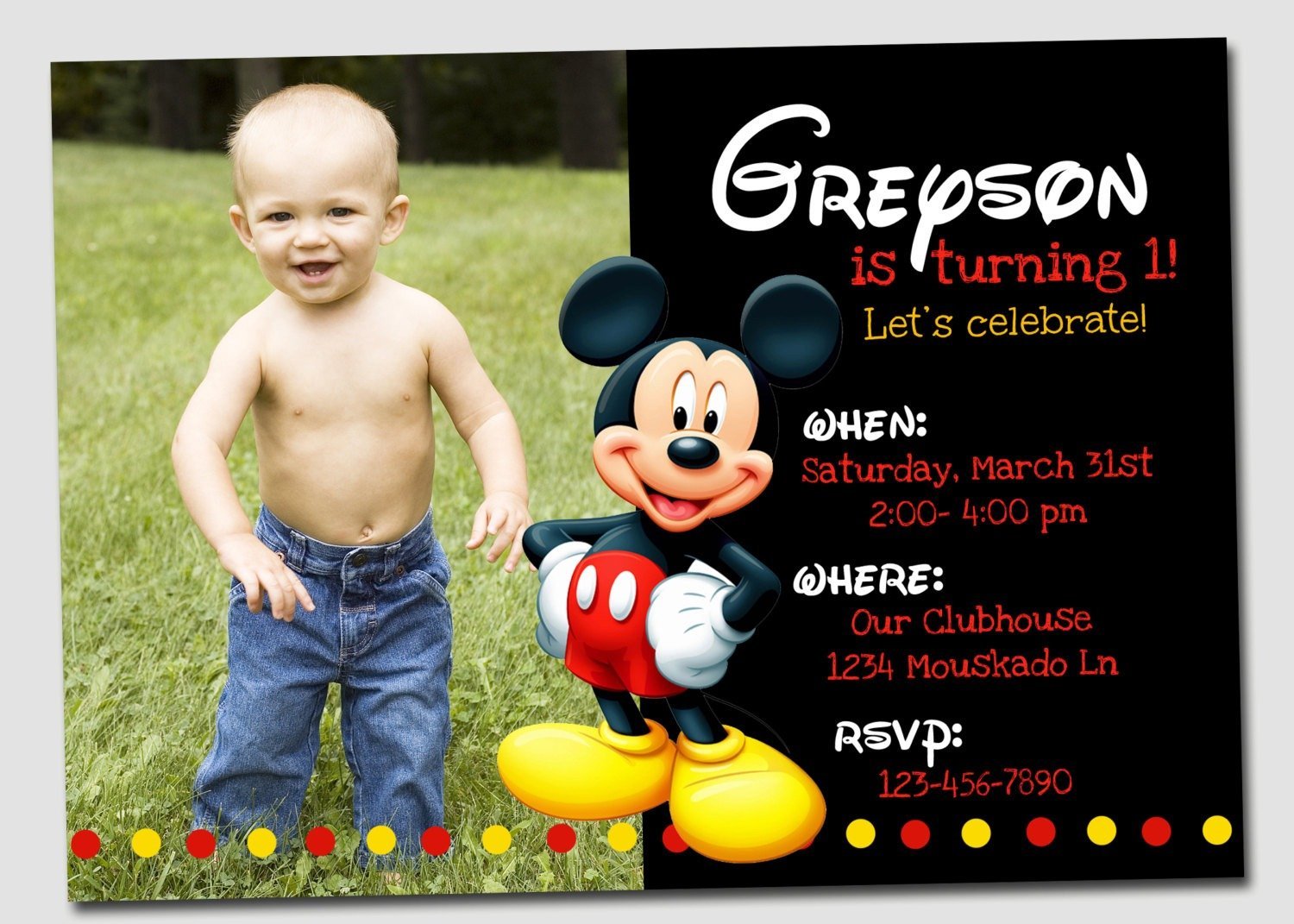 Free Personalized Mickey Mouse Birthday Invitations Beautiful With