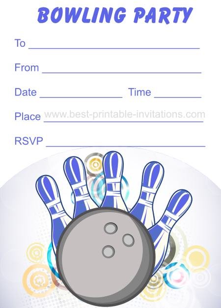 Invitation Template  Bowling Birthday Party Invitation Template