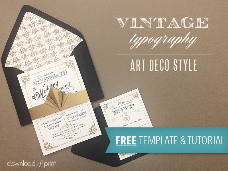 Free Wedding Template Vintage Art Deco Style X Fancy Free Diy