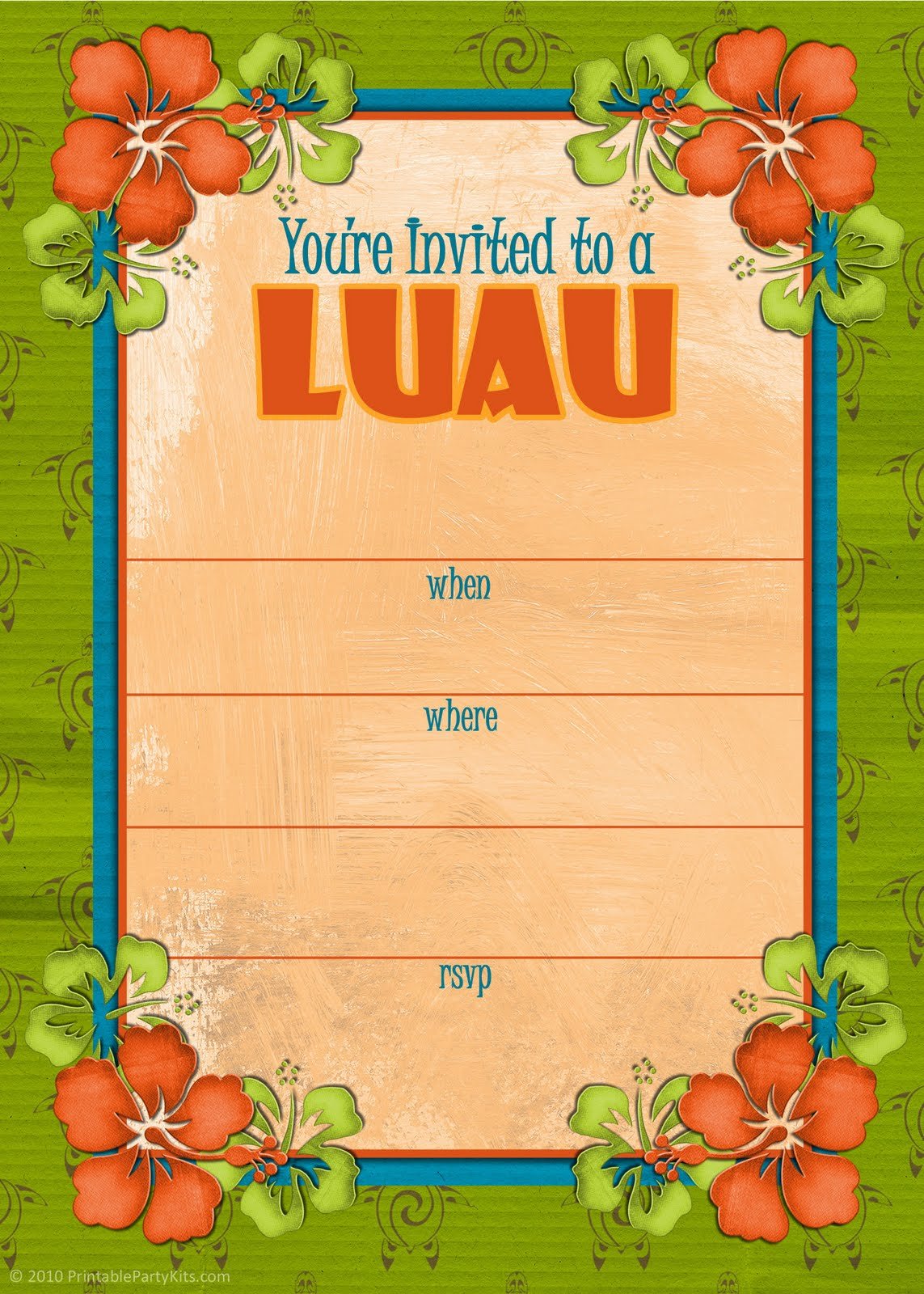 Hawaiian Luau Invitations Template Free Wallpaper Background 1143