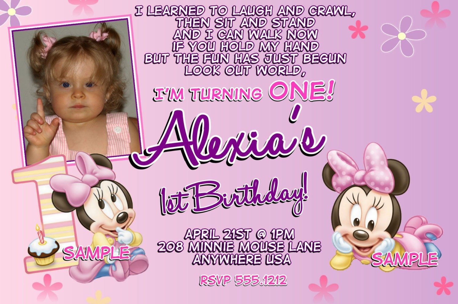 Ideas Invitation Minnie Mouse 1st Birthday 41 About Card Design