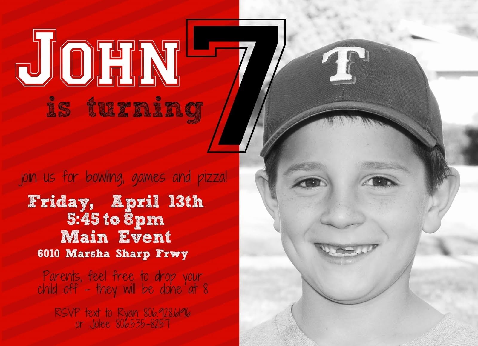 7th Birthday Invitations