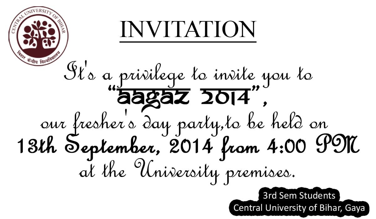 Freshers Party Invitation Cards