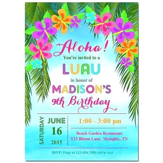 Hawaiian Invitations Templates Free Marvelous With Hawaiian