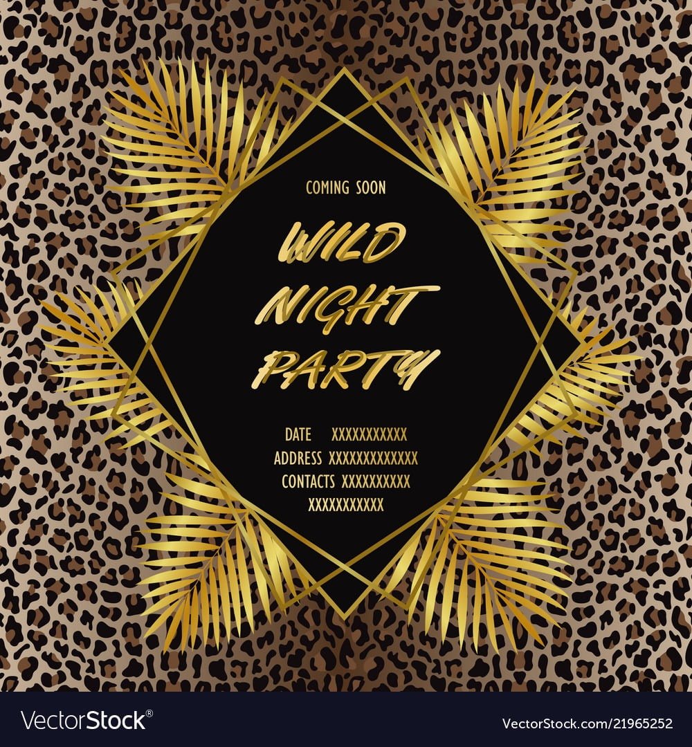 Luxury Wild Party Invitation Card With Leopard Vector Image
