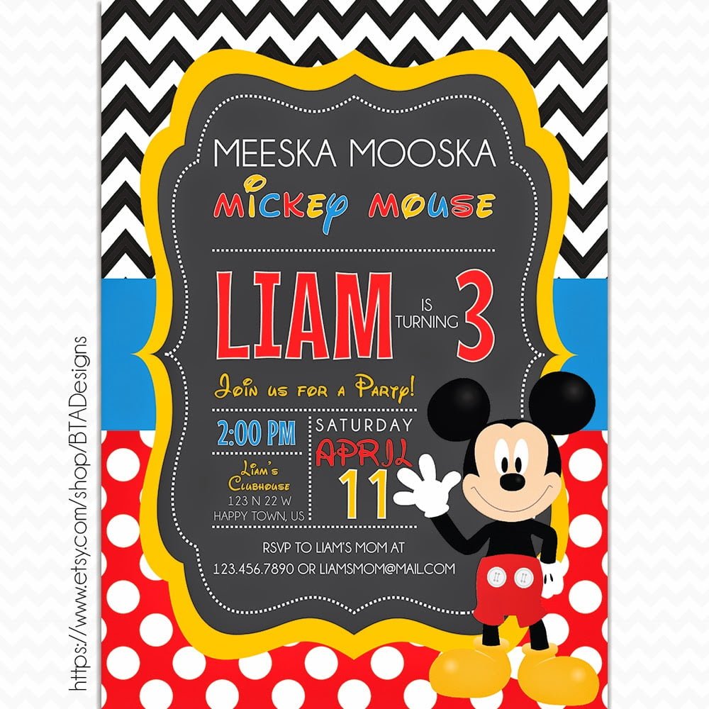 Mickey Mouse Invitations Printable