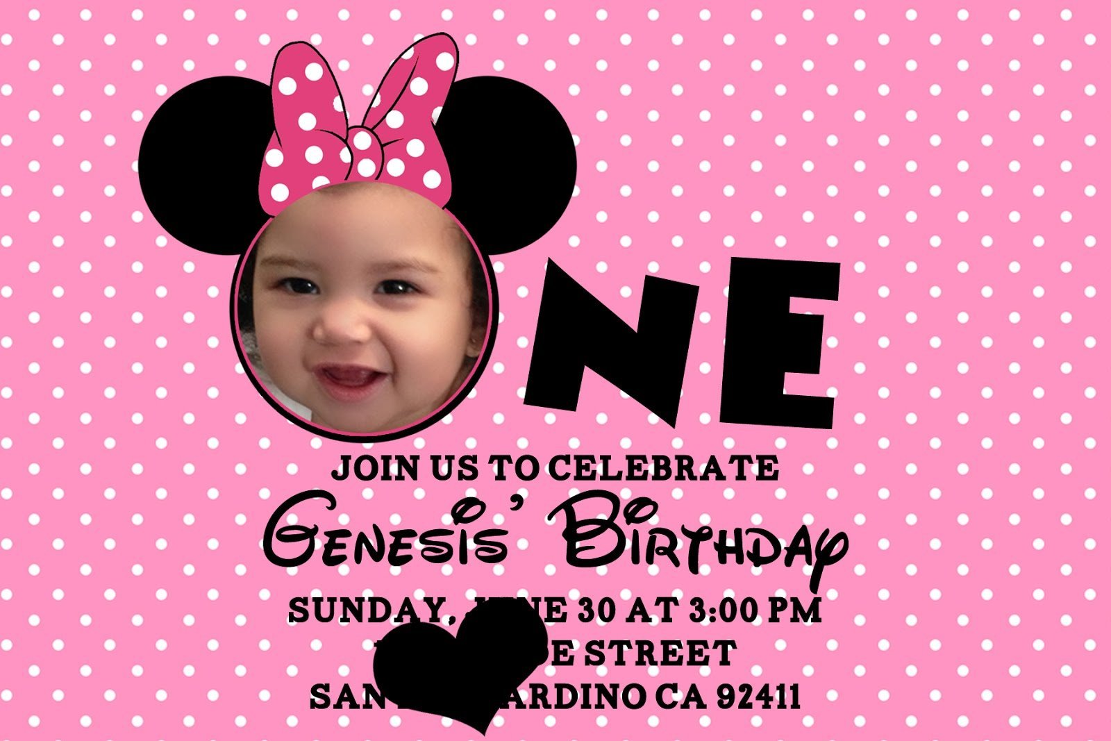 Minnie Mouse Birthday Invitation Templates Free Card Sample Pdf