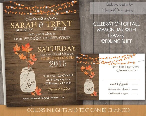 Fall Wedding Invitation Templates Free Sample Example Beautiful