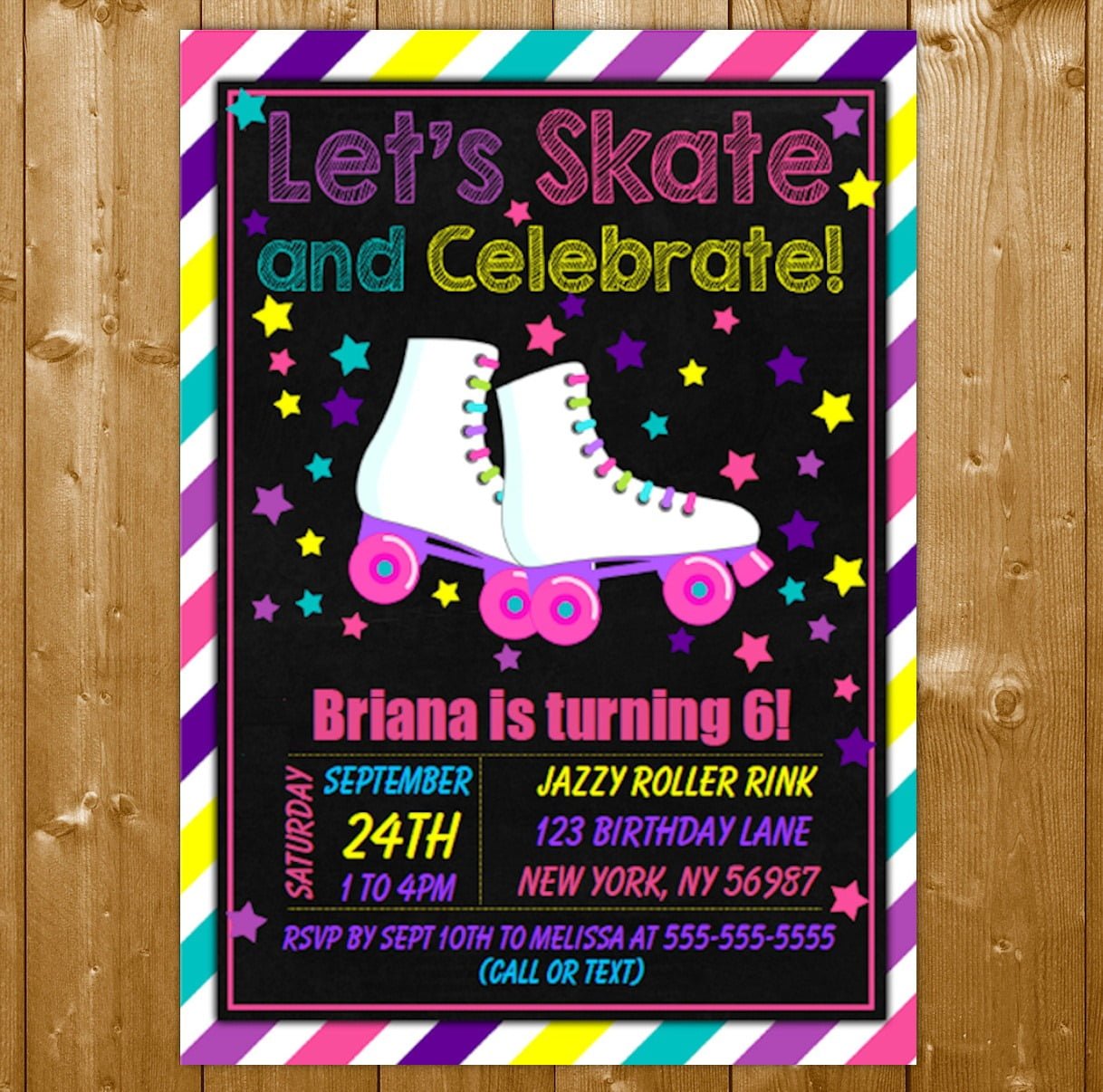 Roller Skating Party Invitation Printable Digital Download