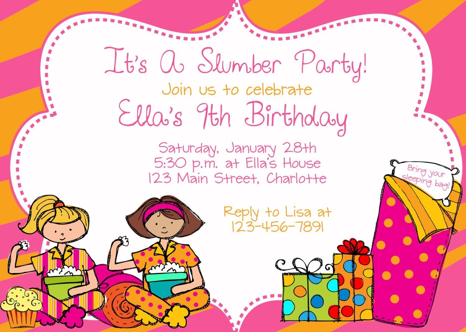 Sleepover Birthday Party Invitations Sleepover Birthday Party