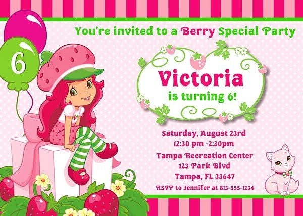 Strawberry Shortcake Birthday Invitations Cool With Strawberry