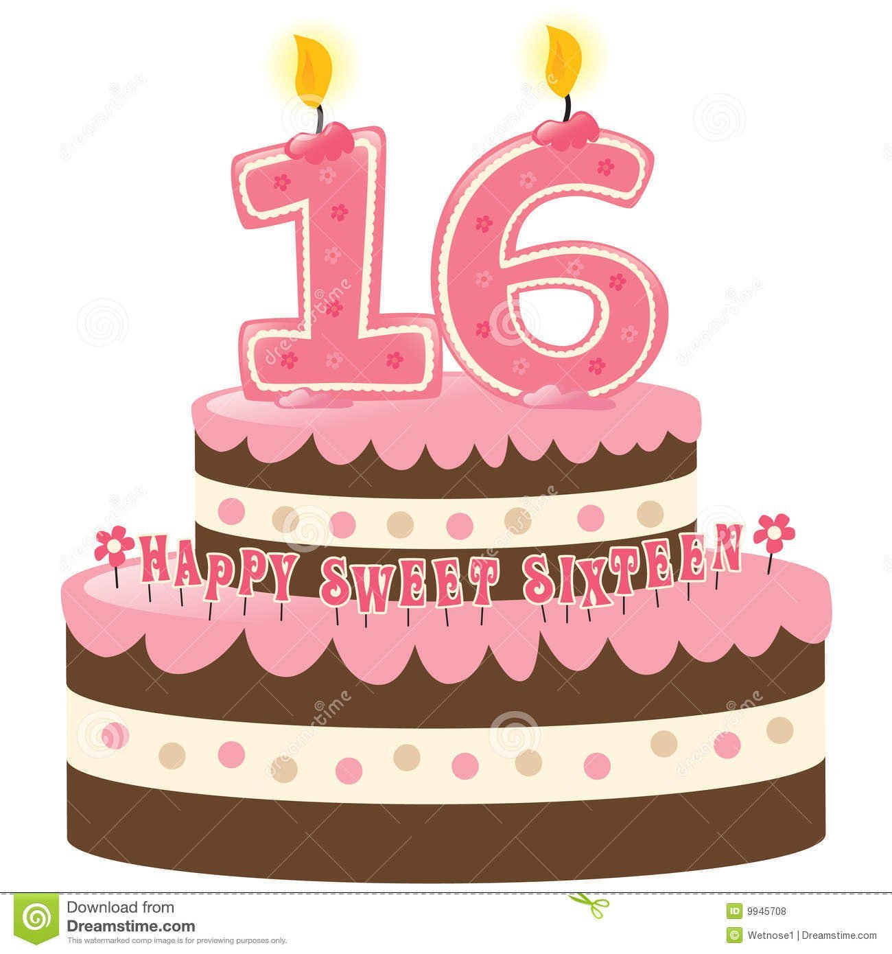 Sweet Sixteen Birthday Cake Stock Vector