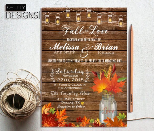 Fall Wedding Invitation Templates Free Sample Example Beautiful