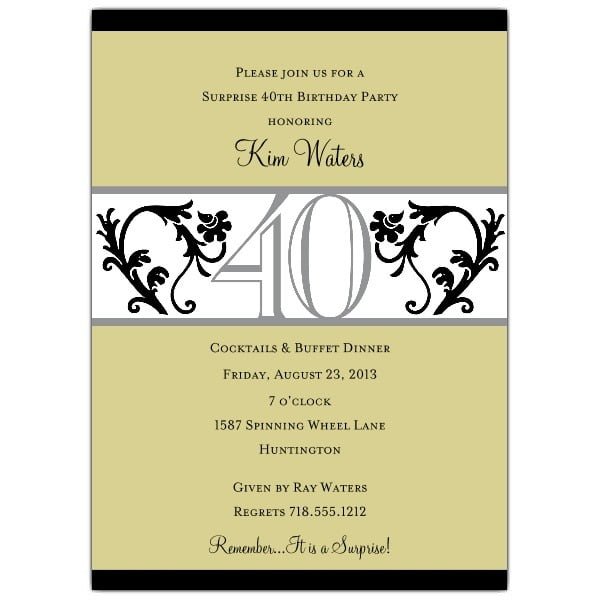 Invitation Ideas  40th Birthday Invite Wording