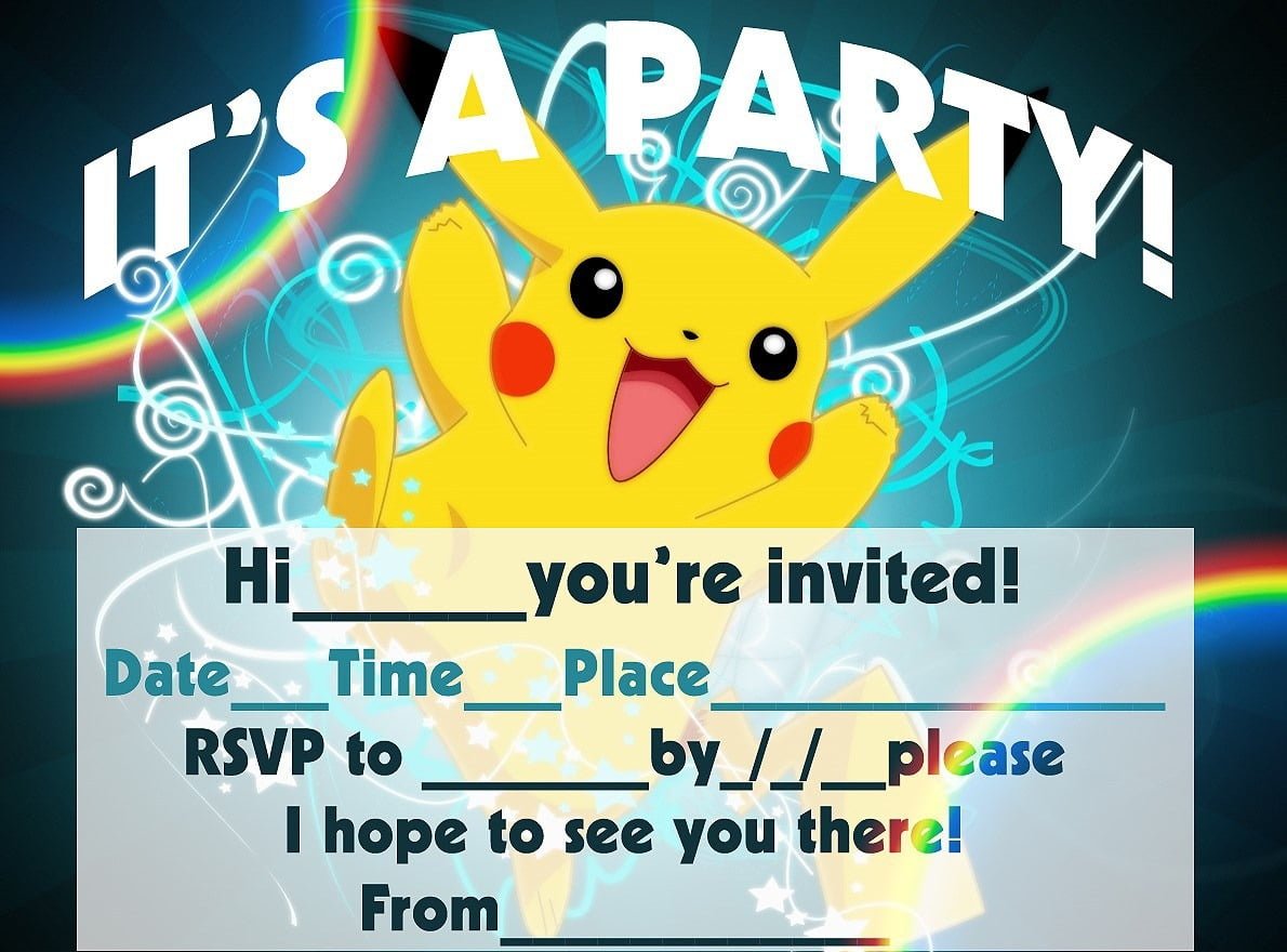 Trend Pokemon Birthday Invitations 93 In Invitations Templates