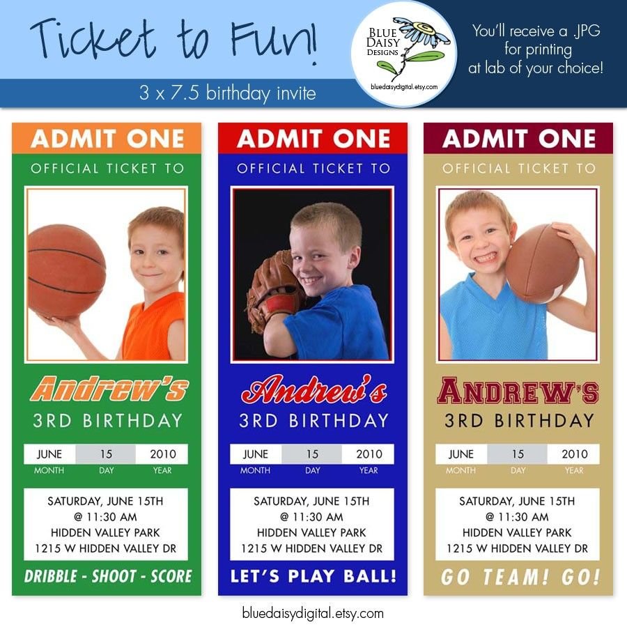 Sports Ticket Birthday Invitation Template Free