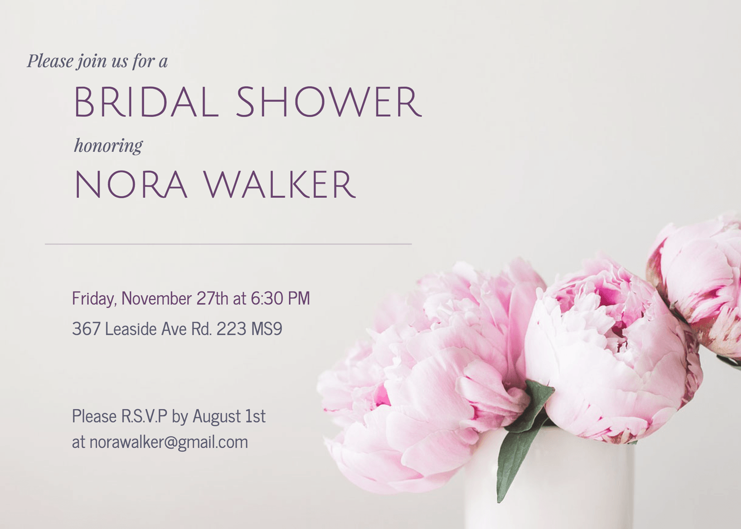 Peonies Bridal Shower Invitation Template