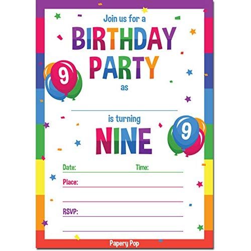80 Off 9th Birthday Party Invitations With Envelopes (15 Count