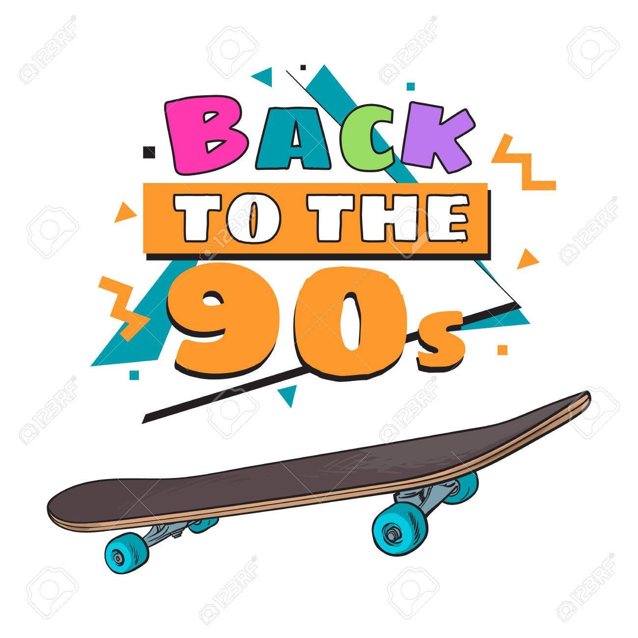 Memphis Retro Style Back To The 90s Poster, Banner Template With