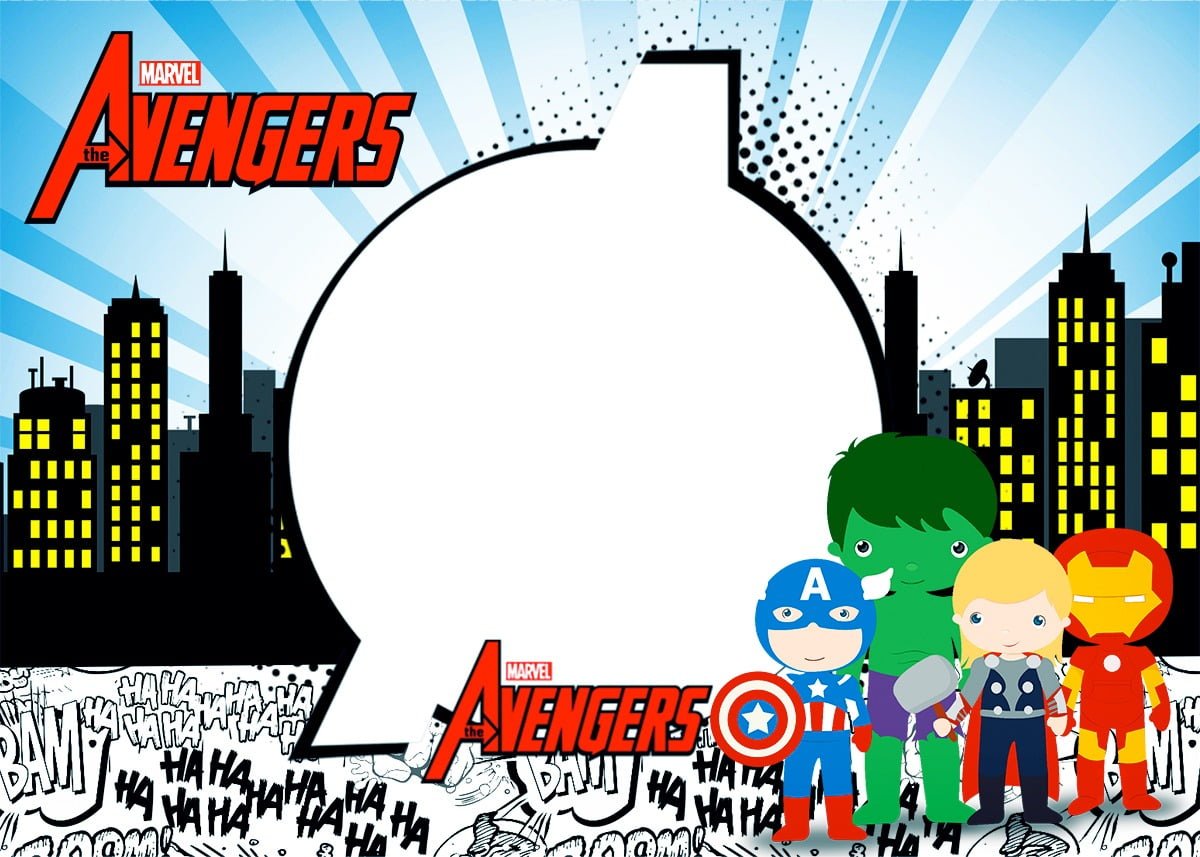 Avengers Chibi Style  Free Printable Invitations