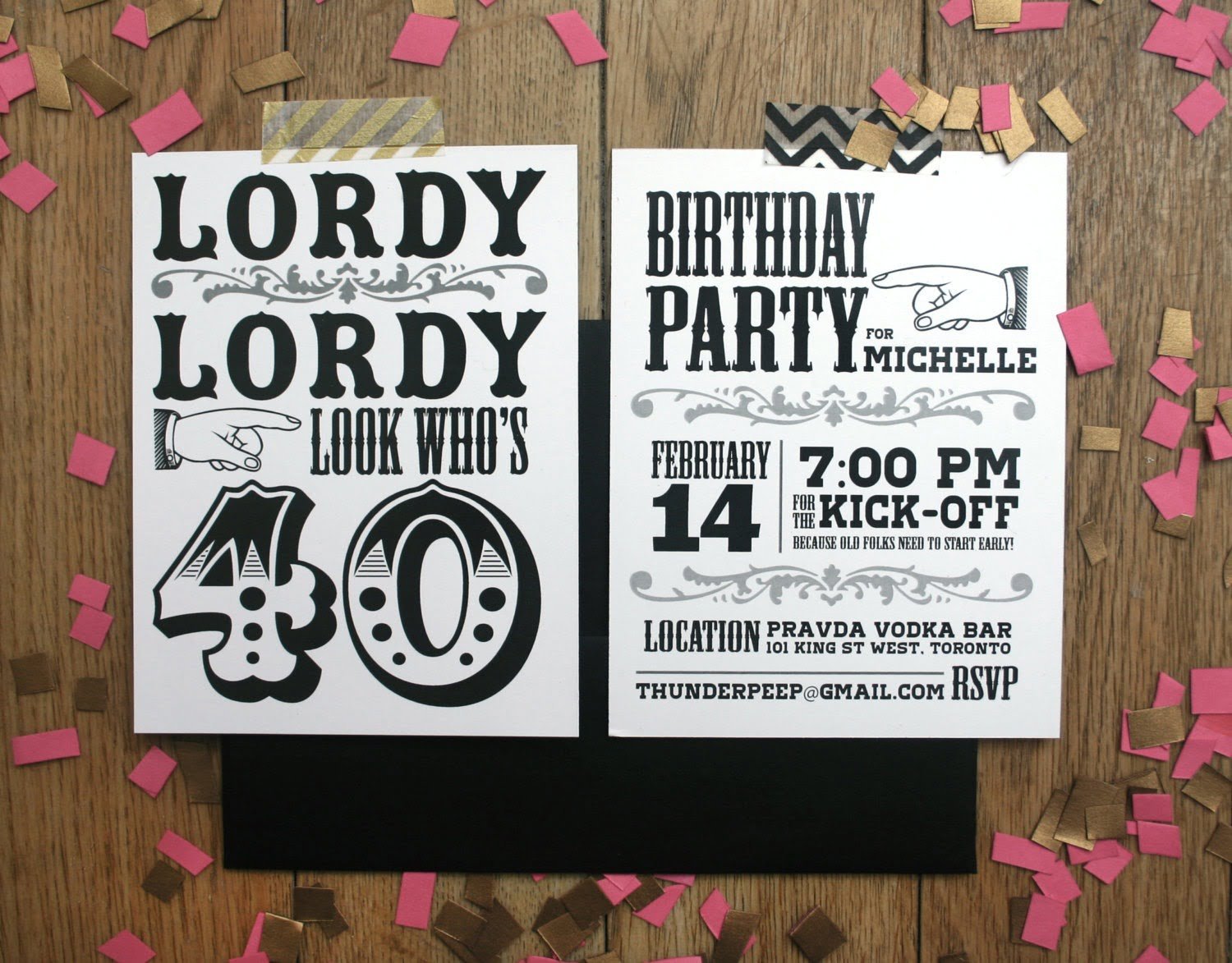 40th Birthday Invites  Lace Doily Gold Glitter 40th Birthday