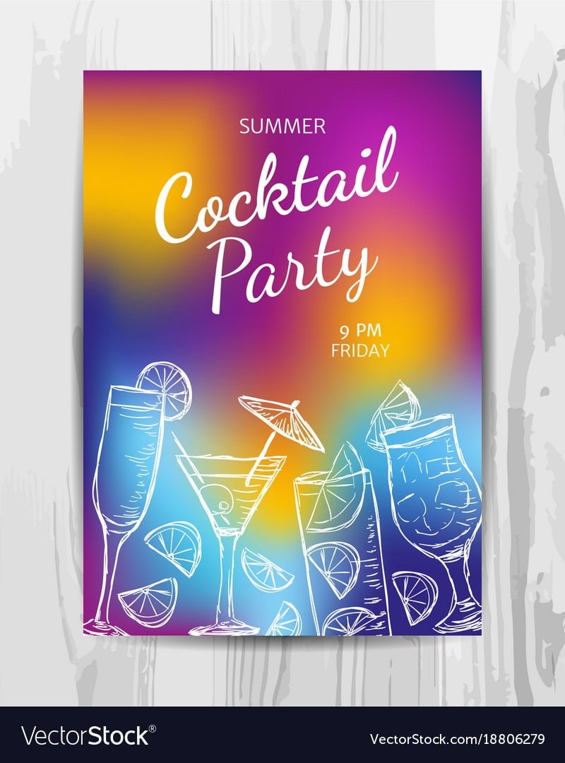 Birthday Party Invitation Card Cocktail Party Vector Image