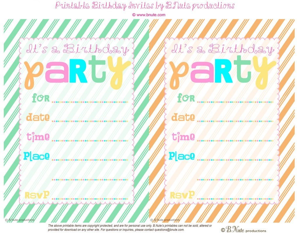 Free Printable Birthday Invitation Ideas Beautiful Printable Kids