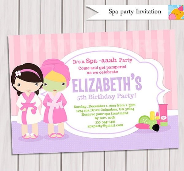 Spa Birthday Invitations Free Printables