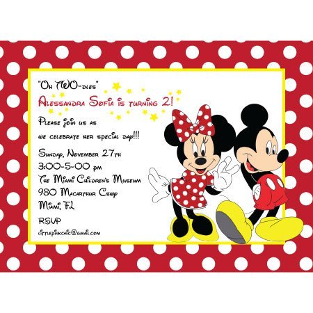 Mickey And Minnie Birthday Invitations With Some Beautification