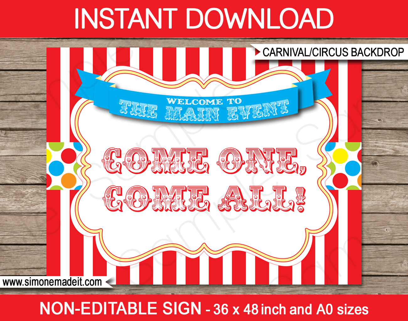 Printable Carnival Party Backdrop Sign