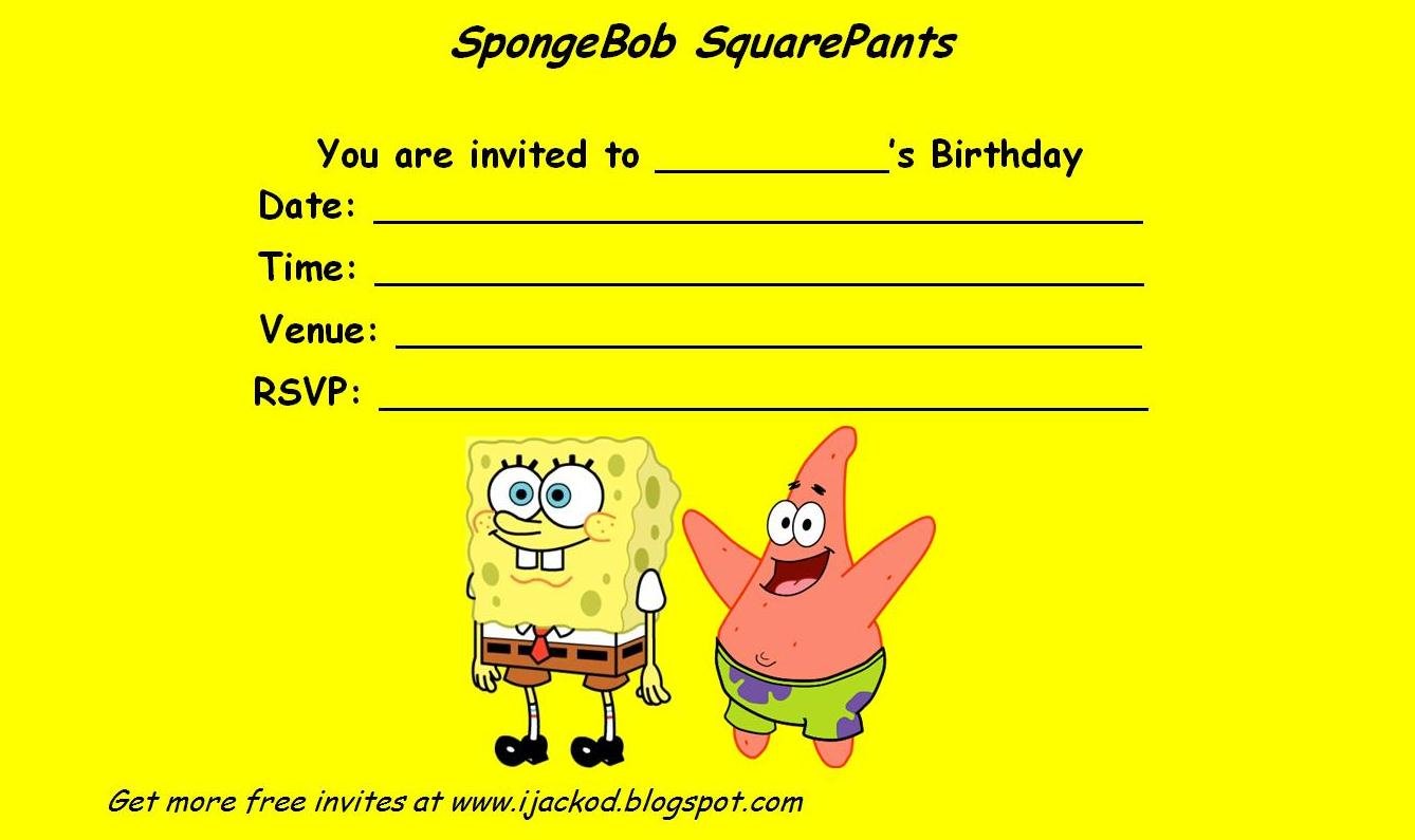 Spongebob Party Invitations Spongebob Party Invitations