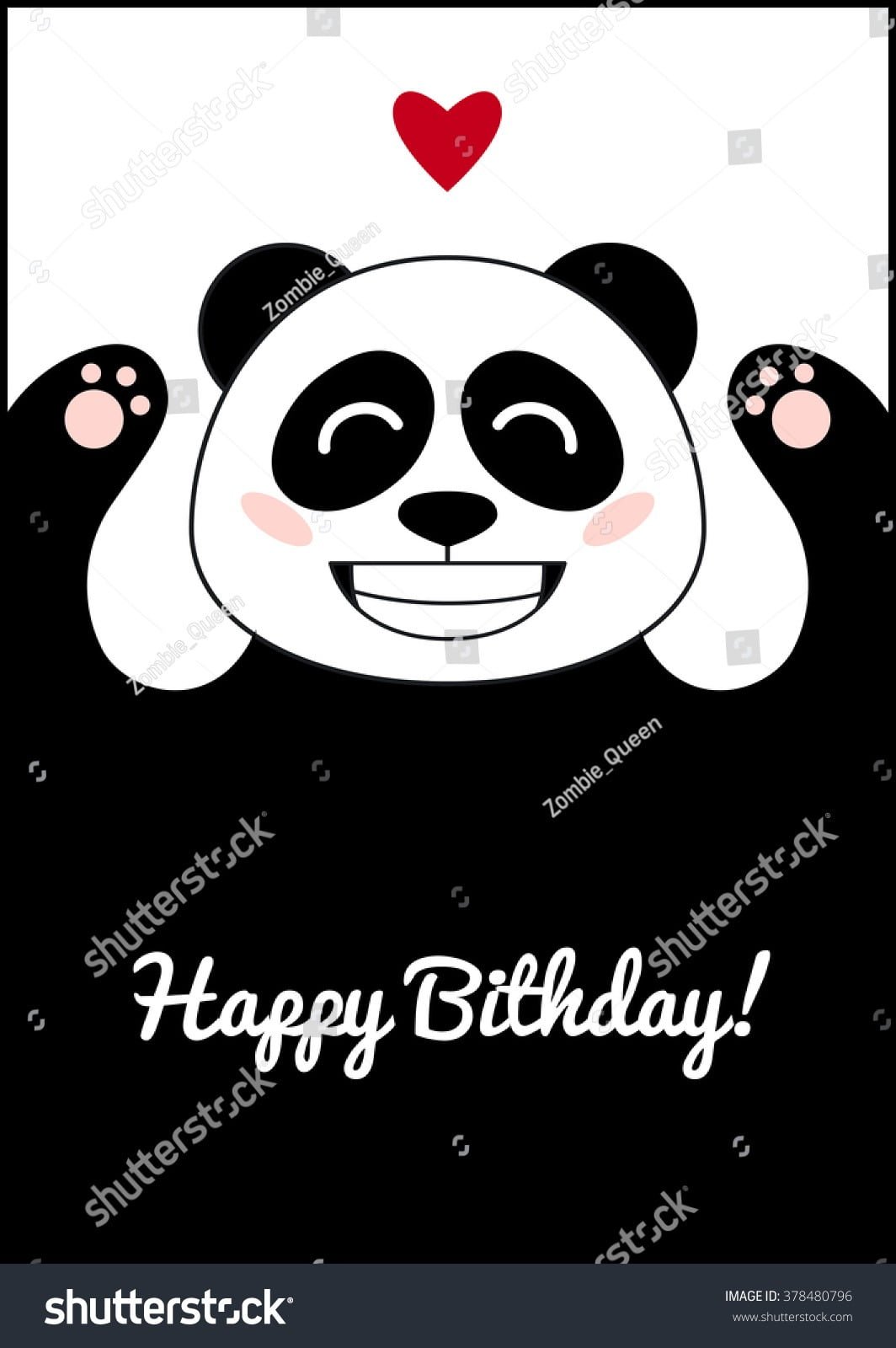 Panda Love Birthday Card Template Cute Stock Vector (royalty Free